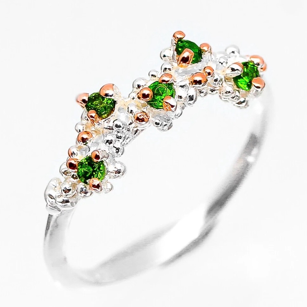 Natural Chrome Diopside and 925 Sterling Ring Size 8
